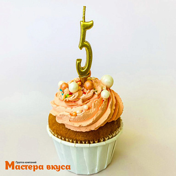 Свеча-цифра "МИНИ", золотая - 5  (h-4.5см)