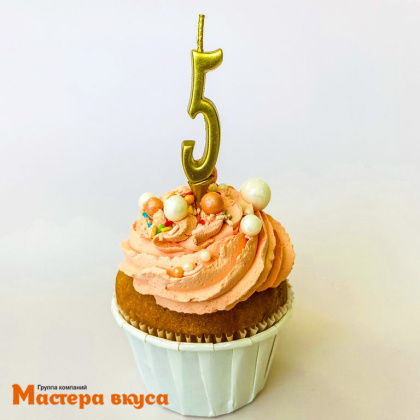 Свеча-цифра "МИНИ", золотая - 5  (h-4.5см)