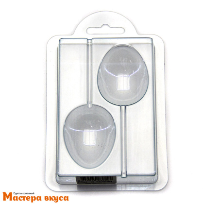 Форма для шоколада пластиковая ЯЙЦО гладкое на палочке, 2 ячейки по 48*38*16мм