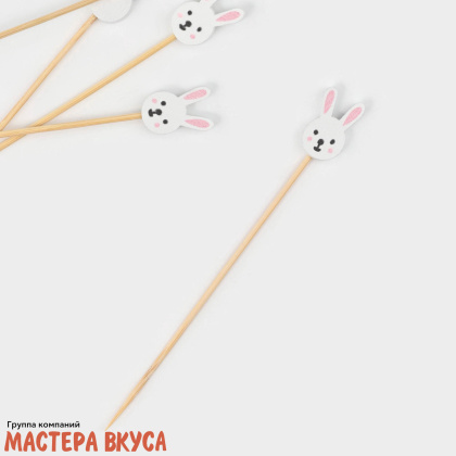 Шпажки  "Зайчики", дерево, 12 см (набор 6 шт)