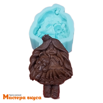 Молд силиконовый  2,5D КУКОЛКА (принцесса с мишкой), изд 7,9*5,5*2,8 см см (шоколад~45гр) 