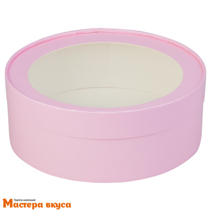 Упаковка для зефира, печенья и макарон тубус с окном d160 h70мм (розовая матовая) (2-д)