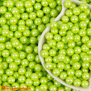 Посыпка Шарики сахарные Жемчуг ЗЕЛЕНЫЙ перламутр  (7мм), 50 гр 