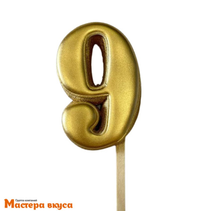 Топпер имбирный пряник-цифра фигурная, золотая - 9