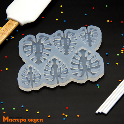 Форма для леденцов силиконовая ЛИСТЬЯ ТРОПИКИ (МОНСТЕРА), (6 ячеек), d~4,5,6 см