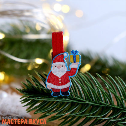 Декор прищепки   "Дед мороз и ёлки", (набор 6 шт)