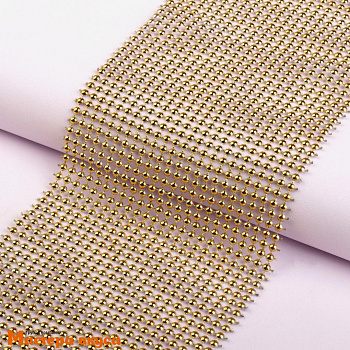 Лента  декоративная h~12см, со стразами выпуклыми ЗОЛОТО, -1м