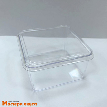 Креманка-стаканчик  с крышкой  КВАДРАТ (Кейс-торт), 350 мл, 97*97мм, h55мм, (пластик)