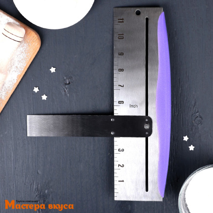 Скрепель-шпатель кондитерский регулируемый 31*23*3 см, 2 части (прямой угол) металический