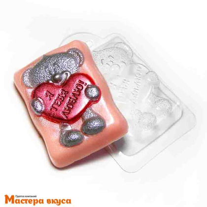 Форма для шоколада пластиковая, плитка ВЛЮБЛЕННЫЙ МИШКА, 93*69*27мм