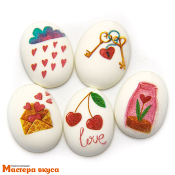 Сахарные медальоны ЛЮБОВЬ, d-35*25мм