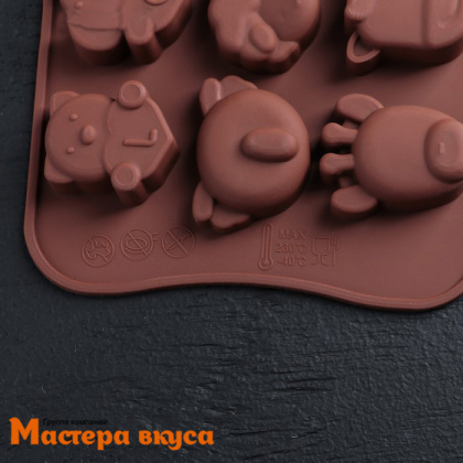 Форма для шоколада силиконовая  ЖИВОТНЫЕ-ЛЮБОВЬ, (15 ячеек) 20,6*10,5см