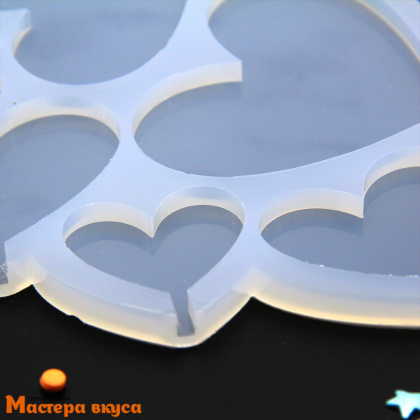 Форма для леденцов силиконовая СЕРДЕЧКИ, (6 ячеек) d~2,8-7,6 см  