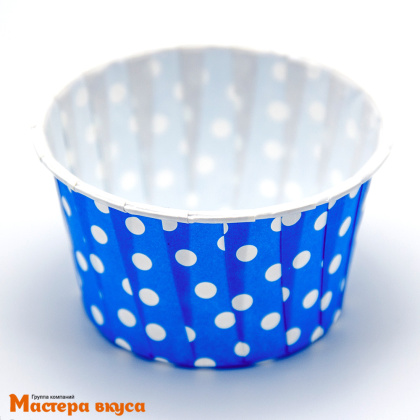 Форма бумажная Маффин 50*40 мм, ламинированная ГОЛУБАЯ В ГОРОХ