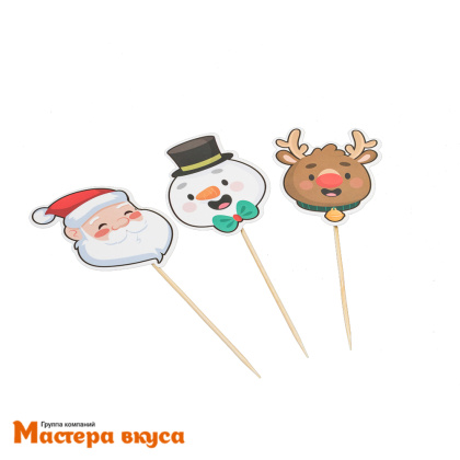 Набор топперов НОВОГОДНИЙ, картон (набор 11 шт)