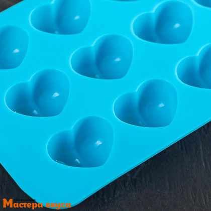 Форма для шоколада силиконовая  СЕРДЕЧКИ, (15 ячеек) 20,5*10 см