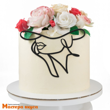 Украшение акриловое КОНТУР ЛИЦА В ШЛЯПКЕ, чёрный, ~15,3*13,6 см (без палочки)