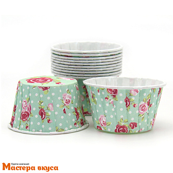 Форма бумажная Маффин 50*40 мм, ламинированная ТИФФАНИ-РОЗОВЫЙ САД