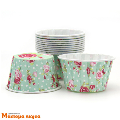 Форма бумажная Маффин 50*40 мм, ламинированная ТИФФАНИ-РОЗОВЫЙ САД