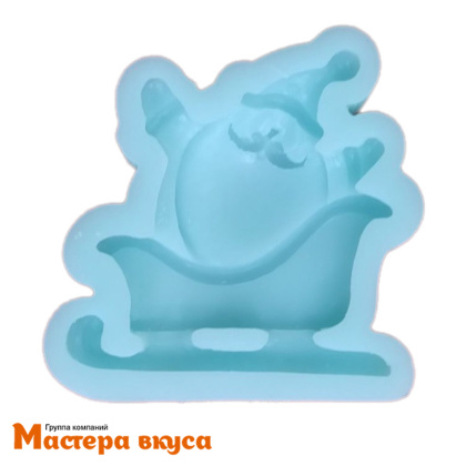Молд силиконовый  ДЕД МОРОЗ НА САНЯХ, изд 6,8*6,7см  h1,5 см (шоколад~34гр)