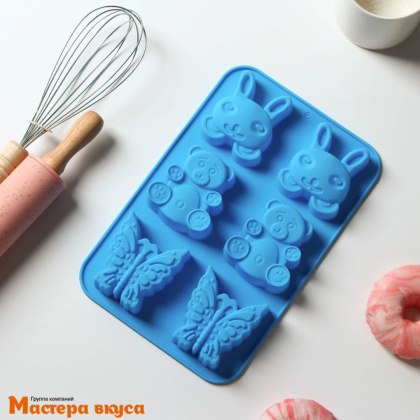 Форма силиконовая ЖИВОТНЫЕ.ЗООПАРК, (6 ячеек) 26*17 см