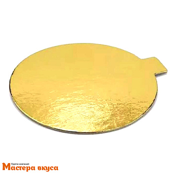 Подложка-сольерка 0,8 мм с держателем круглая  D80 мм золото/золото