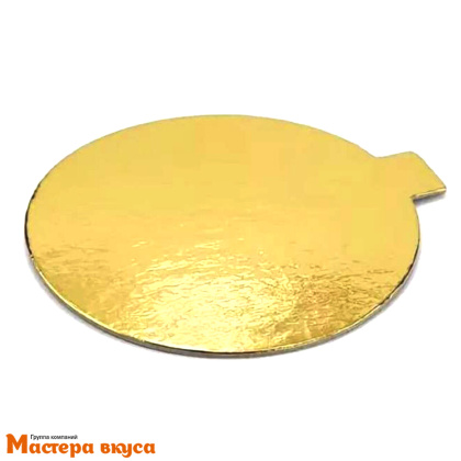Подложка-сольерка 0,8 мм с держателем круглая  D80 мм золото/золото