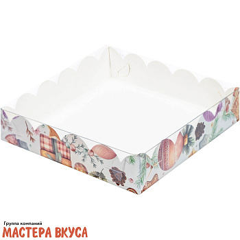 Упаковка для пряников и печенья с прозр. крышкой 155*155*35 мм  НГ (Елочные игрушки)