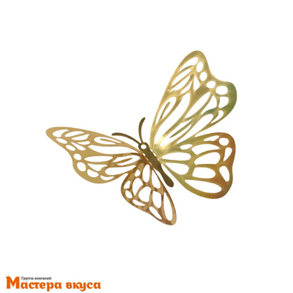 Зеркальное украшение БАБОЧКИ, голография золото, пластик (микс набор 12 шт)  ~15*15 см