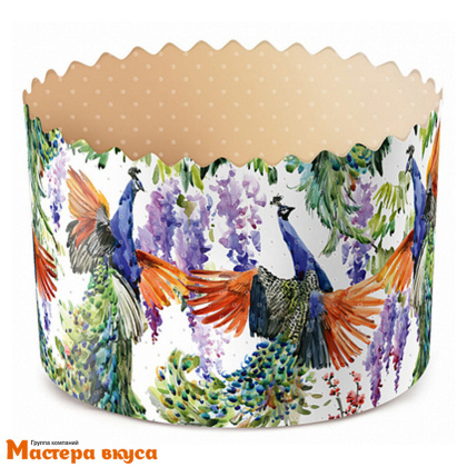 Форма бумажная для кулича (100г) d70*h60 мм ПАВЛИНЫ