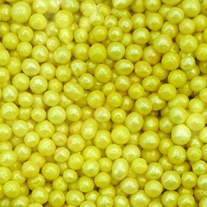 Посыпка Шарики зерновые Жемчуг  Желтый (5-7мм) в сахарной глазури, упак 700 гр