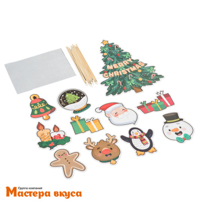 Набор топперов НОВОГОДНИЙ, картон (набор 11 шт)