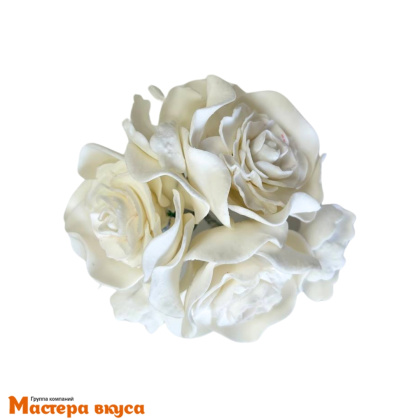 Сахарное украшение букет РОЗА БЕЛАЯ (3 цветка), d ~11см