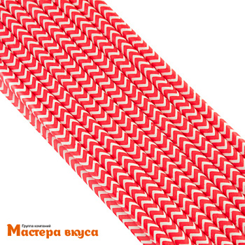 Трубочки бумажные, 20 см (упак 20 шт)  белые/красные "Зигзаг"