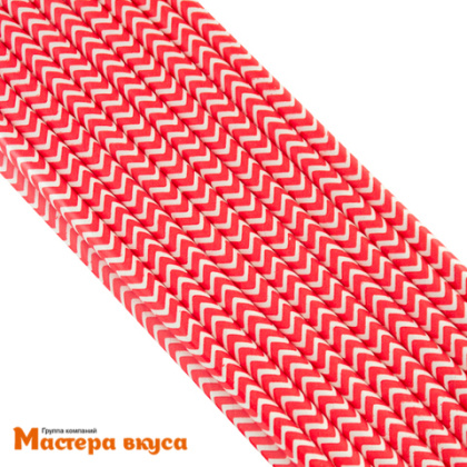 Трубочки бумажные, 20 см (упак 20 шт)  белые/красные "Зигзаг"