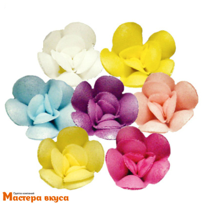 Вафельные цветы ФИАЛКИ, d~3 см, (упак 5 шт микс)