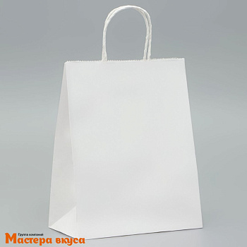 Пакет бумажный с кручеными ручками 220*120*280 мм, (белый)
