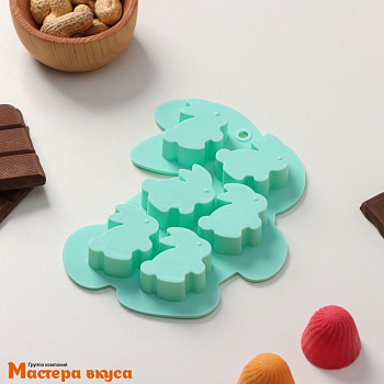 Форма для шоколада силиконовая  ЗАЯЦ, (6 ячеек 3,8*3,5см), 15*11,5 см