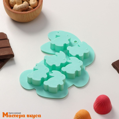 Форма для шоколада силиконовая  ЗАЯЦ, (6 ячеек 3,8*3,5см), 15*11,5 см