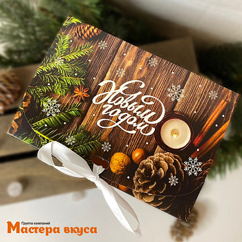 Упаковка для сладостей с лентой 165*115*50 мм  (Праздничный вечер)