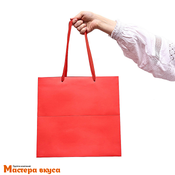 Пакет для торта 300*300*300 мм, с квадратным дном, красный