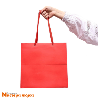 Пакет для торта 300*300*300 мм, с квадратным дном, красный