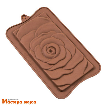 Форма для шоколада силиконовая, плитка ПЛОСКАЯ РОЗА 15*7,5 см
