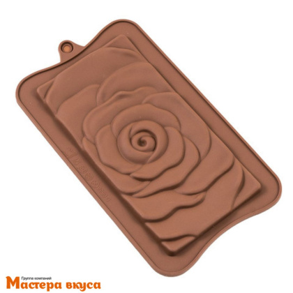 Форма для шоколада силиконовая, плитка ПЛОСКАЯ РОЗА 15*7,5 см