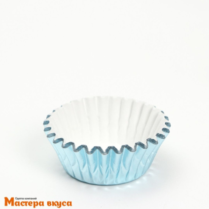Капсула бумажная для конфет, d-3,5см  h-2см,  МЕТАЛЛИК ГОЛУБАЯ (миниупак ~20-25 шт)