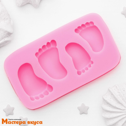 Молд силиконовый СЛЕДЫ МАЛЫША, 4 ячейки, 9,5*5*1,5 см