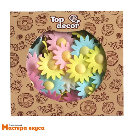 Вафельные цветы МАРГАРИТКИ, d~4.5 см (упак 200 шт микс) 