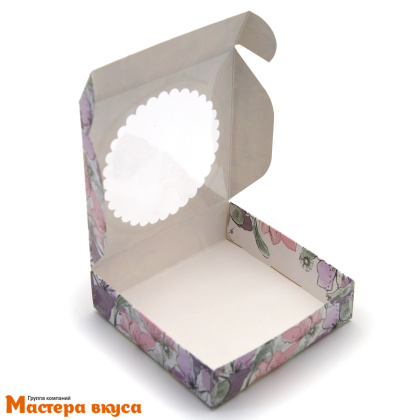 Упаковка для пряников и печенья с окном 11,5*11,5*3 см  (Весна цветы)