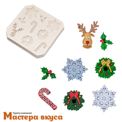 Молд силиконовый РОЖДЕСТВЕНСКОЕ НАСТРОЕНИЕ, 10*10 см (НГ)