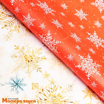 Бумага упаковочная  "Снежинки" двухсторонняя (глянцевая), 70*100 см